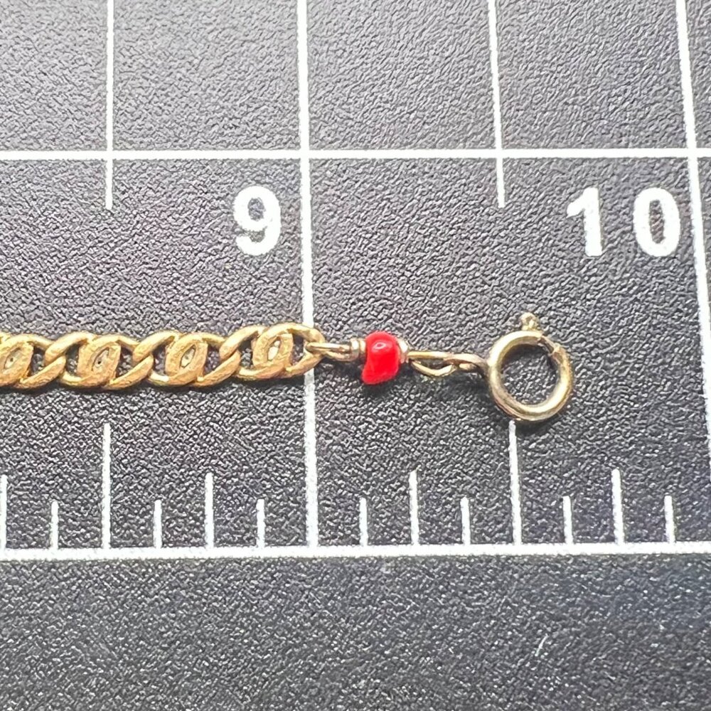 Vintage 1/20 14K Gold-Filled Anklet Bracelet Black Red Bead Charms Dangle 9.5" - Picture 9 of 9